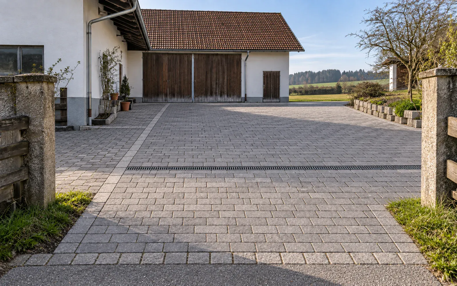 Nachher-Visualisierung: Hofzufahrt erneuert.