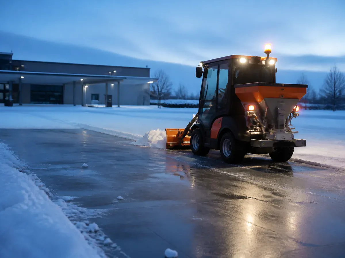 Winterdienst beim Räumen einer Außenfläche